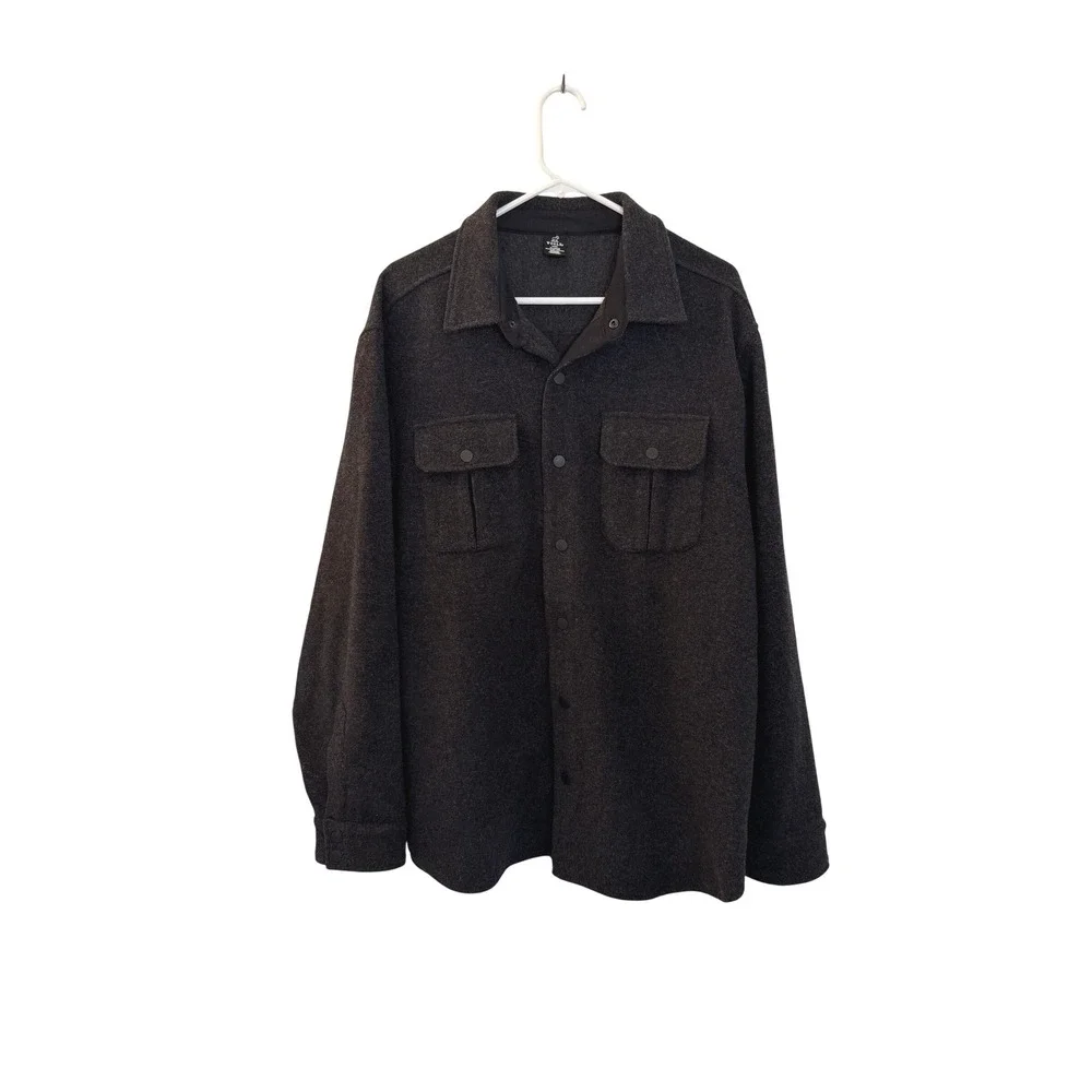 Woolx Wilder Shirt Jac Mens XL‎ Charcoal Grey Merino Wool Blend Overshirt Jacket